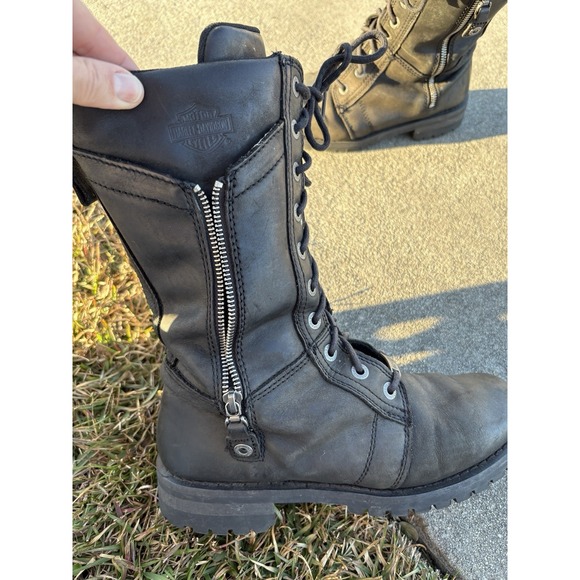 Harley Davidson Black Motorcycle Boots Womens 9 Harnett‎ Black D84472 Bikerchic - Picture 8 of 16